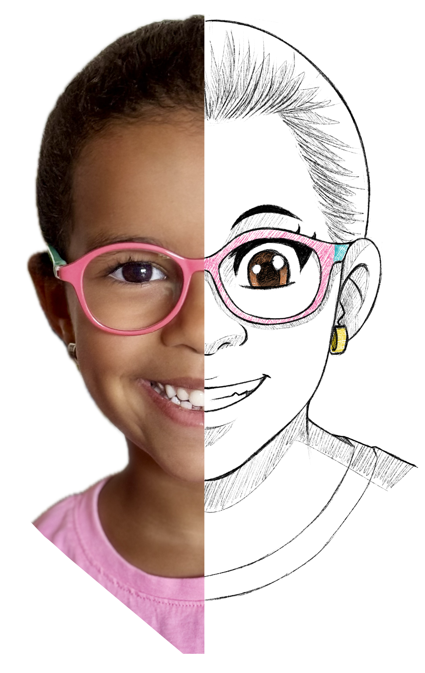 Helena: metade foto, metade desenho anime