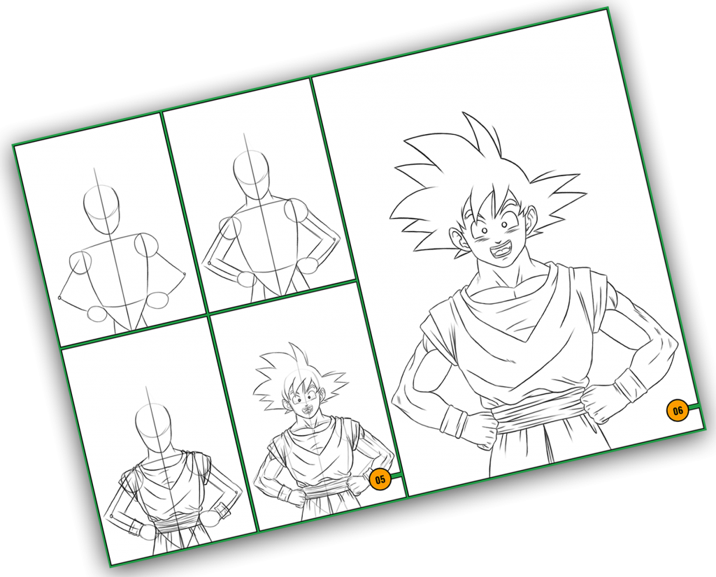 Como desenhar Kid Goku de Dragon Ball - Guias de desenho fáceis passo a  passo - Howtos de desenho